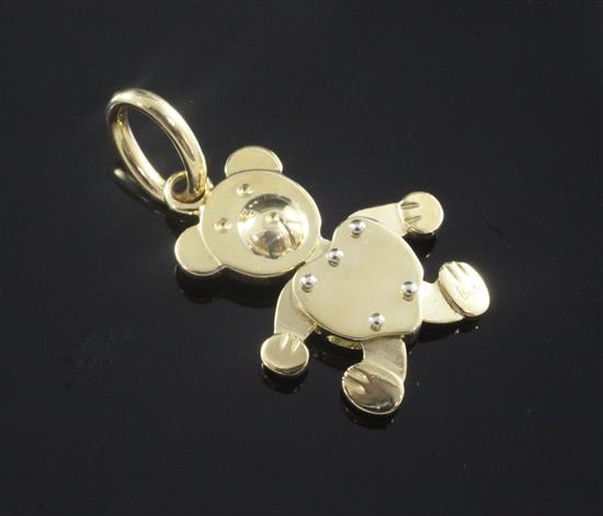 An Italian 18ct gold Pomellato articulating teddy bear pendant, 28mm.